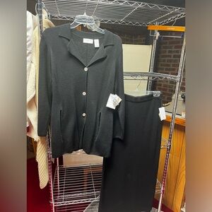 Baruffa Italian Beautiful tailored Black merino wool suit NWT